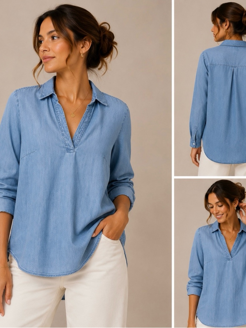 Alexander Jordan Light Blue Chambray Tunic Shirt